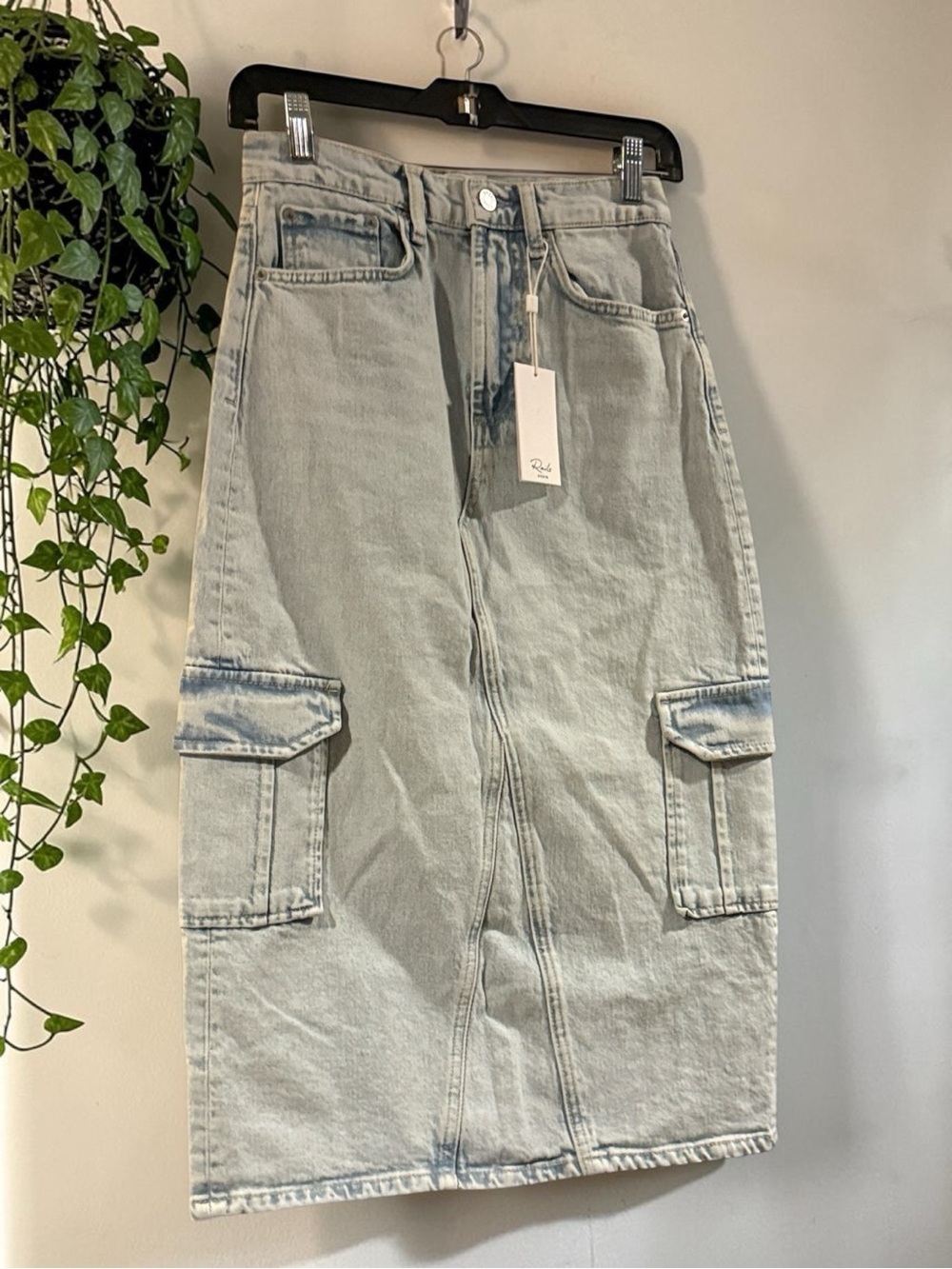 Rails Highland Cargo Denim Midi Skirt Size 24 NWT